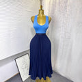 K-stylehigh waist elastic waist pure colorpleated skirt a-line skirt slimming lookeasiest for matchwork clothing skirt