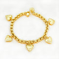 Women's 24k gold-plated copper bracelet - heart-shaped arabian style charm bracelet, everyday wear brass material