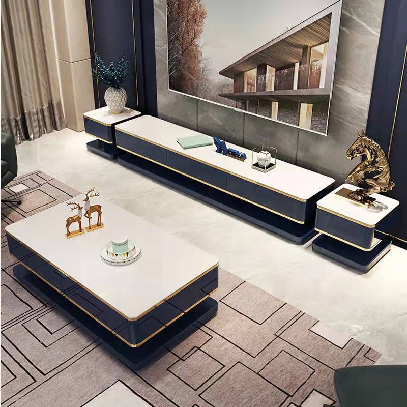 Accessible luxury slate tv cabinet coffee table modern casual living room for home creative small apartment scandinavian telescopic tv cabinet