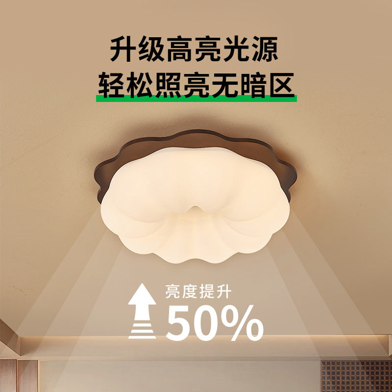 [Strict Selection] Bedroom Ceiling Light Living Room Light Pumpkin Cloud Light Walnut Medium Antique Room Light Eye Protection Light