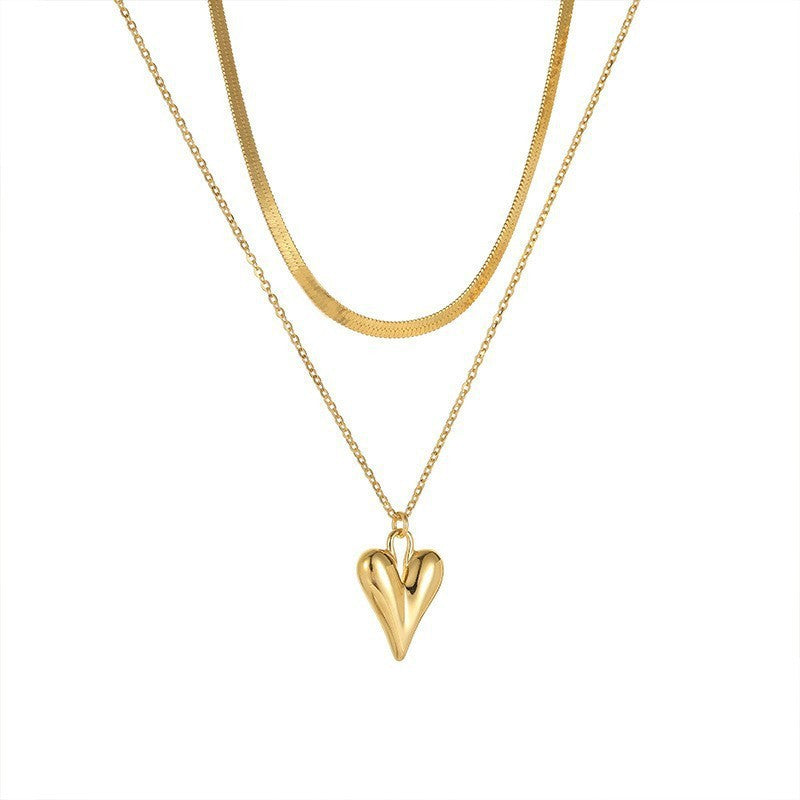 creative retro alloy heart pendant earrings fashionelegant heart-shaped stacking chain necklace gold