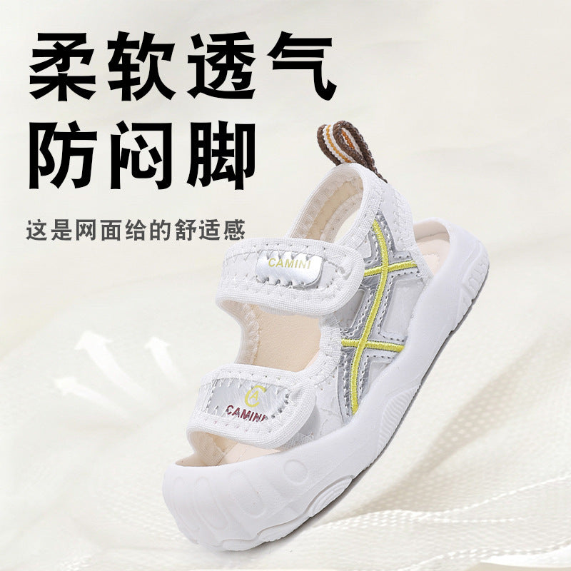 Summer kids' shoes: non-slip, soft-soled, lightweight, closed-toe, anti-kick, infant and toddler sandals for boys and girls, ages 1-3