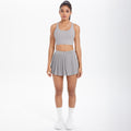 Cloud-feel quick-dry breathable anti-exposure undershirt tennis pleated skirt sports bra set for women's running, fitness, and yoga