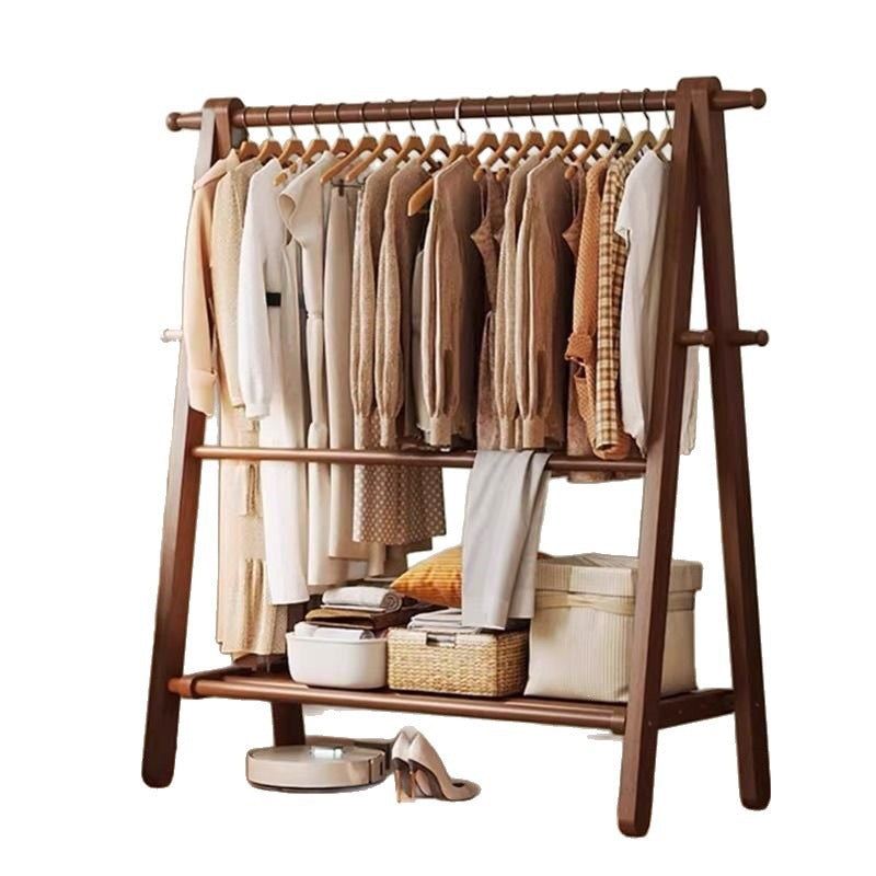 Foldable solid wood clothes rack - freestanding wardrobe for bedroom, living room, and home use - clothes storage, coat rack, and drying rack for rooms