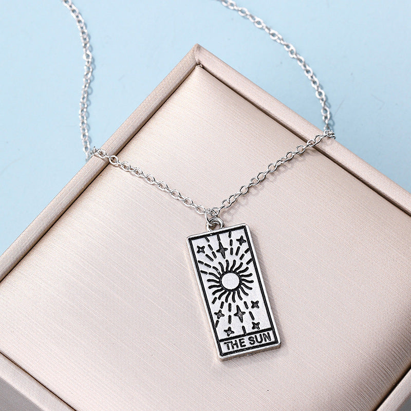 Wholesale alloy square pendants - new fashion jewelry for women, perfect for cross-border e-commerce: trendy letter, star, sun, and moon necklaces
