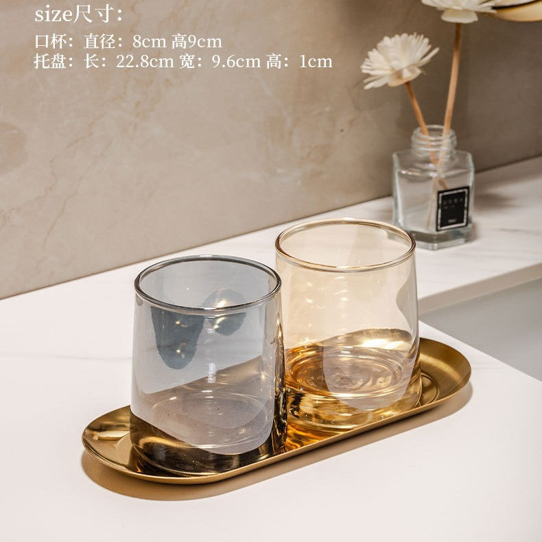 Glass mouthwash cup minimalist toothbrush cup couple's home toothbrushing cup set hotel guest room wash cup toothbrush cup