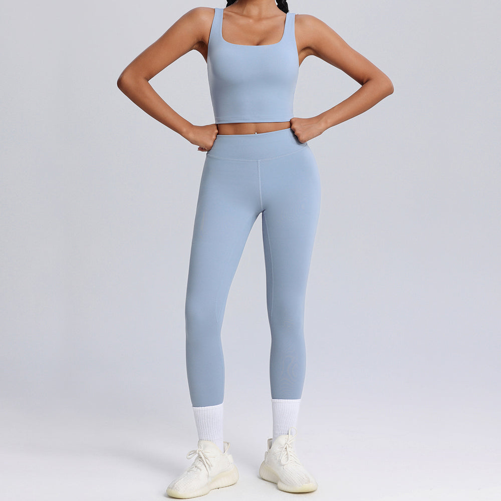 Lycra classy yoga suit set lulu same style buttery tight sportswear high elastic breathable fitness suit set