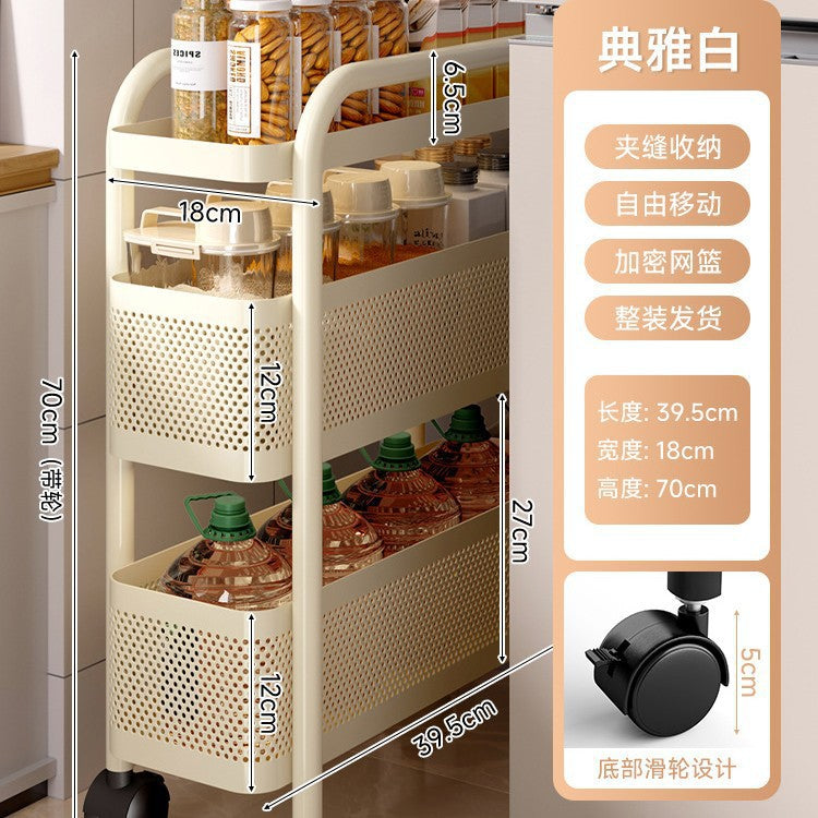 Narrow gap storage shelf stainless steel cart kitchen refrigerator narrow space organizer mobile bathroom storage cabinet