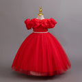 Ready-to-ship new off-the-shoulder sequin evening gown wedding dress princess dress piano performance dress for girls/kids