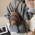 classy women's backpack new arrivalniche style plaid backpack cutestuffed pendant student class bag