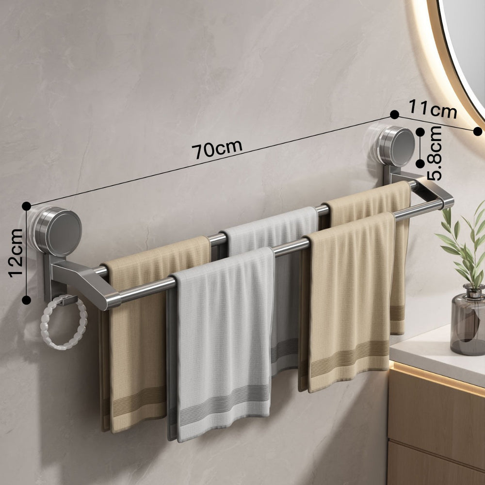 Suction cup towel rack bathroom punch-free wall-mounted storage rack bathroom towel single pole bathroom storage rack