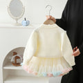 Girls' cardigan sweater princess dress two-piece set with embroidered floral tutu skirt - korean style knitted outfit for baby girls