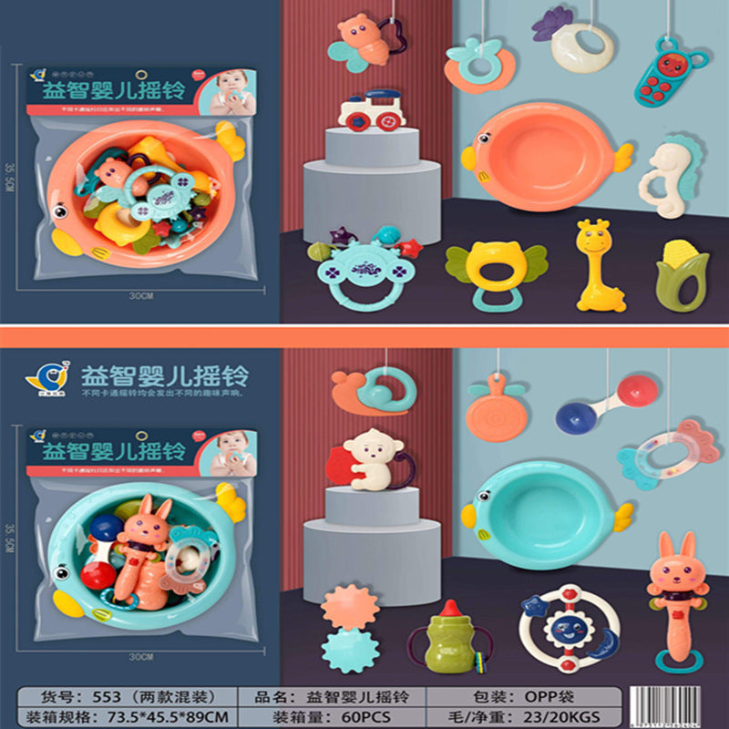 Cross-border Export South East Asia Baby Rattle Hand Rattle Bag Newborn Baby Toys Teeth Chewing Glue Rattle Gifts