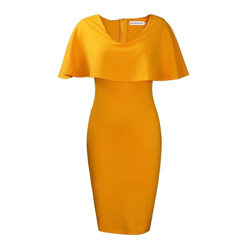 D199 cross-border  summer new arrival: solid color short-sleeve peach neckline, chic and stylish bodycon dress - european and american export style