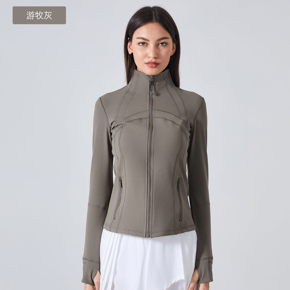 Fall and winternew arrival thin velvet yoga wear topsoutwear women's waist slimming look running heattechlong sleeves fitness wear daw178