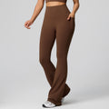 Fashion cross-border high waist shaping yoga pants hip lifting slimming lookflap pocket pants fitness pants women's wide leg slimming lookflared sweatpants