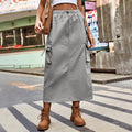 European and american cross-border e-commerce women's apparel: new heavy-duty drawstring design denim work skirt/utility skirt for independent websites and