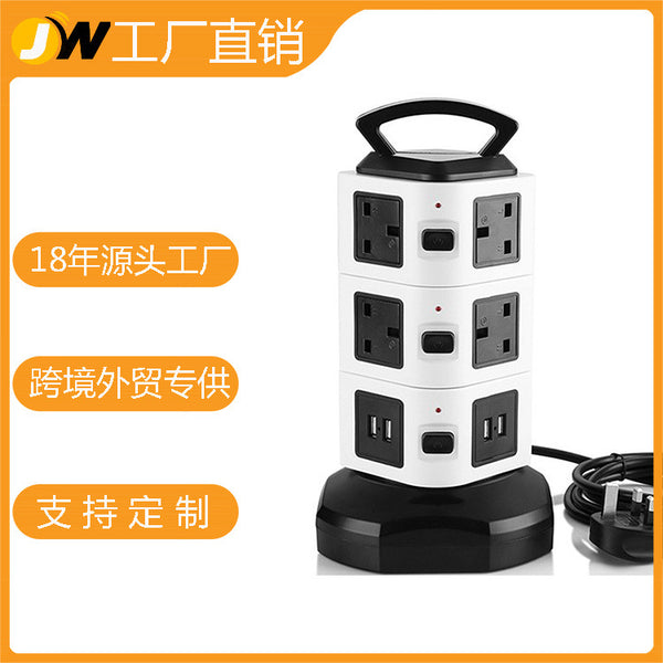 JW103 tower socket European standard British standard American standard vertical intelligent socket with USB multi-function British standard power strip socket