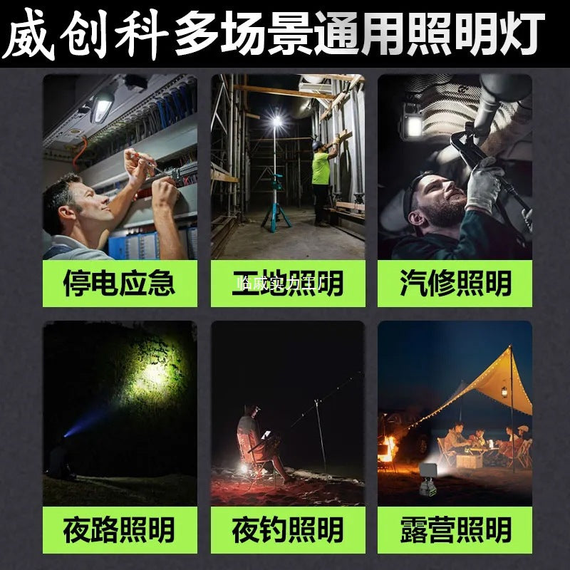 Cross-border rechargeable lighting universal lithium battery work light outdoor LED auto repair fishing emergency lighting