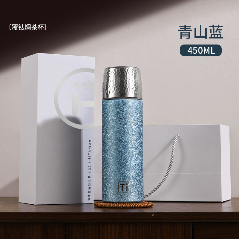 New arrivalaccessible luxury titanium-coated thermos cup business style gift office cup tea water separation portable tea cup wholesale