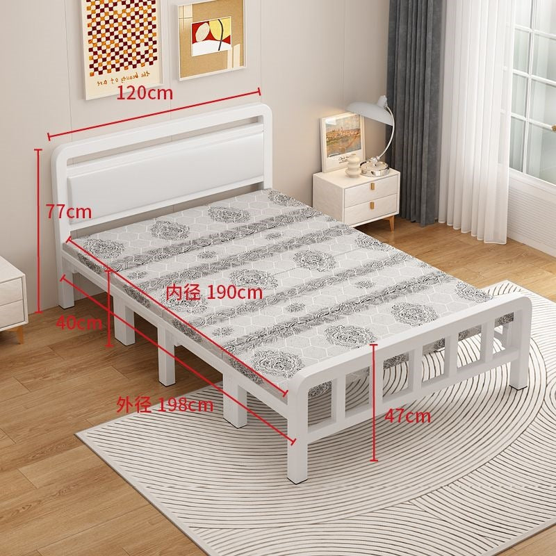 Four-fold foldable bed single bedfor homesimple office lunch break double rental house adult iron bed