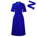 D563export cross-border women's summer new short-sleeved v neck pleated high waistfashionelegant waist african dress