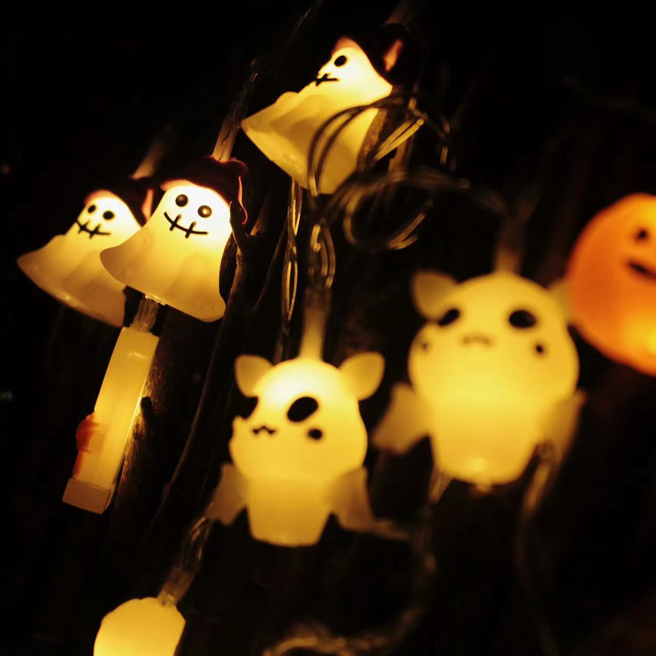 Cross-border led Halloween light string pumpkin flash lights ghost festival lights hanging lights horror decoration skull string lights battery