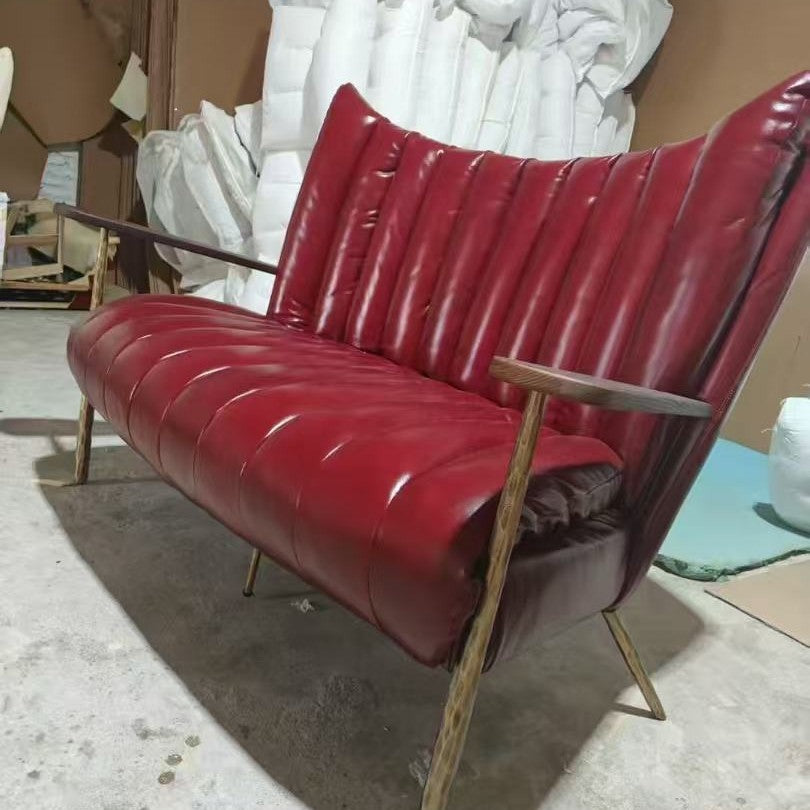 Casual chair first layer cowhide tea room owner chair medieval style oil wax leather single chair accessible luxuryretro double sofa chair