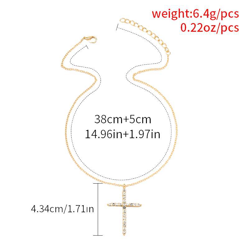 Wholesale "instagrammable" cross necklaces - cross-border amazon trendy, unique, high-end diamond-studded jewelry sweater chains for women