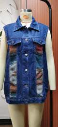 European and american cross-border foreign trade women's clothing  independent station washed button color matching slimming lookeasiest for match denim vest