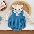 Autumn tops, baby bodysuits, girls' overalls, newborn to one-year-old baby stylish separates set, princess spring and autumn outfit