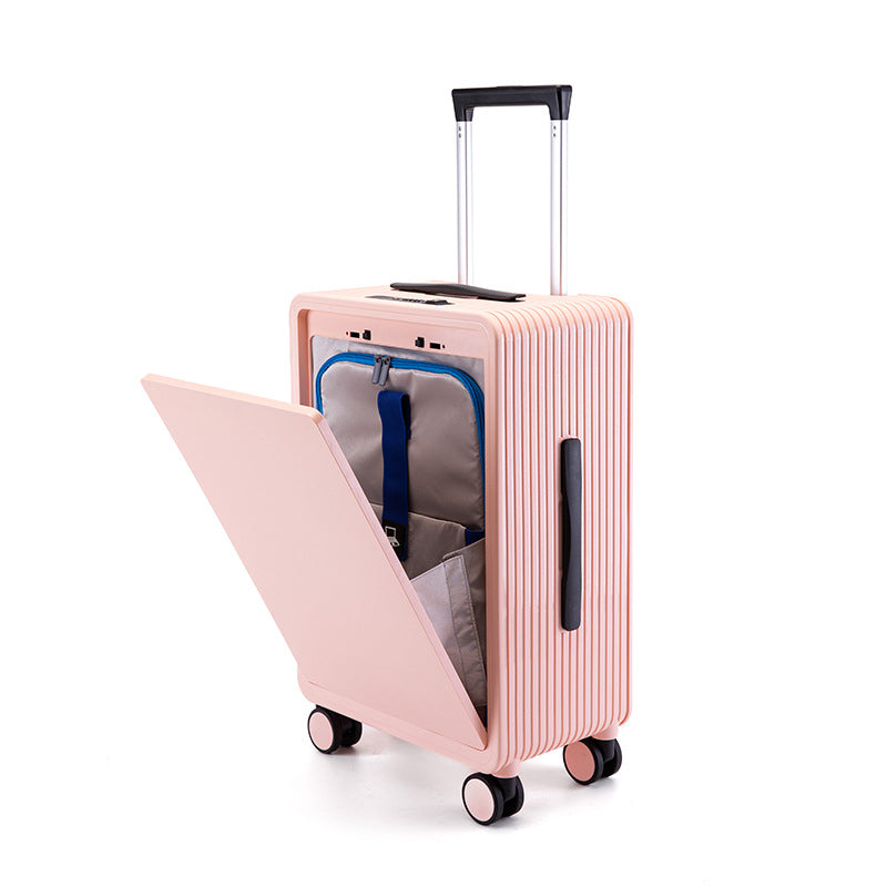 Small business mini lightweight small suitcase travel pc front open cover universal wheel silent 20 inch suitcase