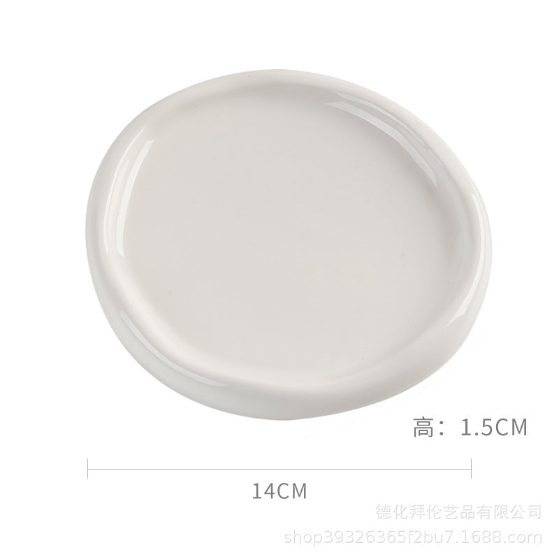 Creative irregular ceramic plate breakfast dessert plate minimalist cloud plate cute white ceramic tray
