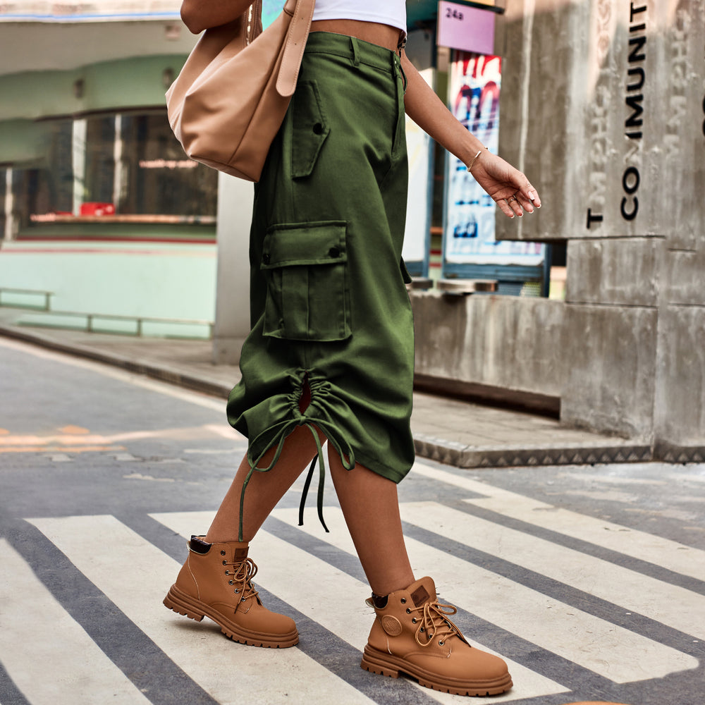 European and american women's clothing  cross-border foreign trade  new arrival denim tie backworkwear skirt casual mid-length skirt trendy