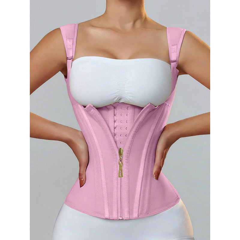 Latex girdle 15-bone posture correction vest style tummy control belt zipper button body shaping tops manufacturer in stock high waist