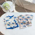 summer new korean style kids' dolphin print short sleeve & shorts cotton set - baby cartoon loungewear