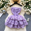 Frenchsweet atmosphere tube topdress women's summerstereo flower petites hot girl puffy short skirt