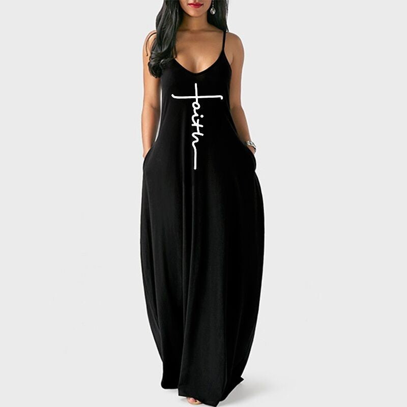 SK2412 European and American sexy loose suspender print dress