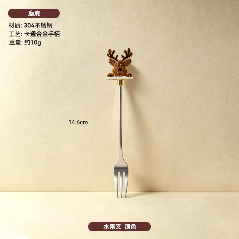 304 stainless steel luxury style creative christmas tableware coffee spoon afternoon tea dessert spoon fruit fork wholesale
