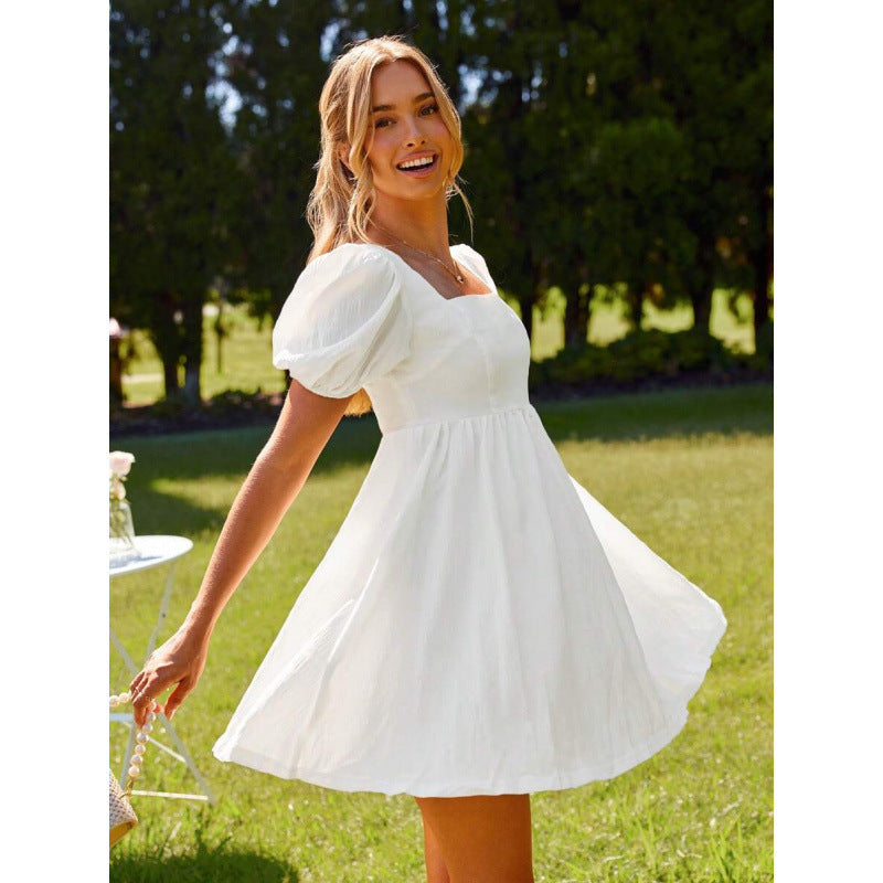 fashionsweetelegant floral casualelegance puff sleeve pastoral style printing holiday dress