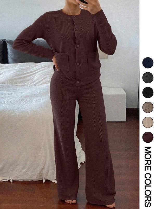 fashionfashionelegantknittingcardigansuitfemalefall and winternew arrivallazy stylecasualsweaterloose pants two