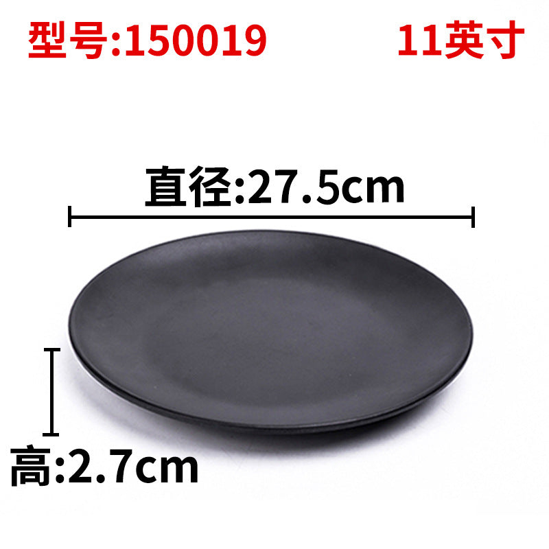 Melamine black tableware plastic dish imitation porcelain dinner plate cold dish plate barbecue hot pot plate barbecue restaurant plate commercial