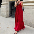 cross-border e-commerce women's fashion: european and american summer new arrivals - elegant and stylish solid color casual camisole maxi dress