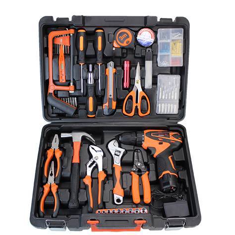 Lithium battery drill comprehensive toolbox set Household combination tool Hand drill 12v 21V lithium battery drill hardware set