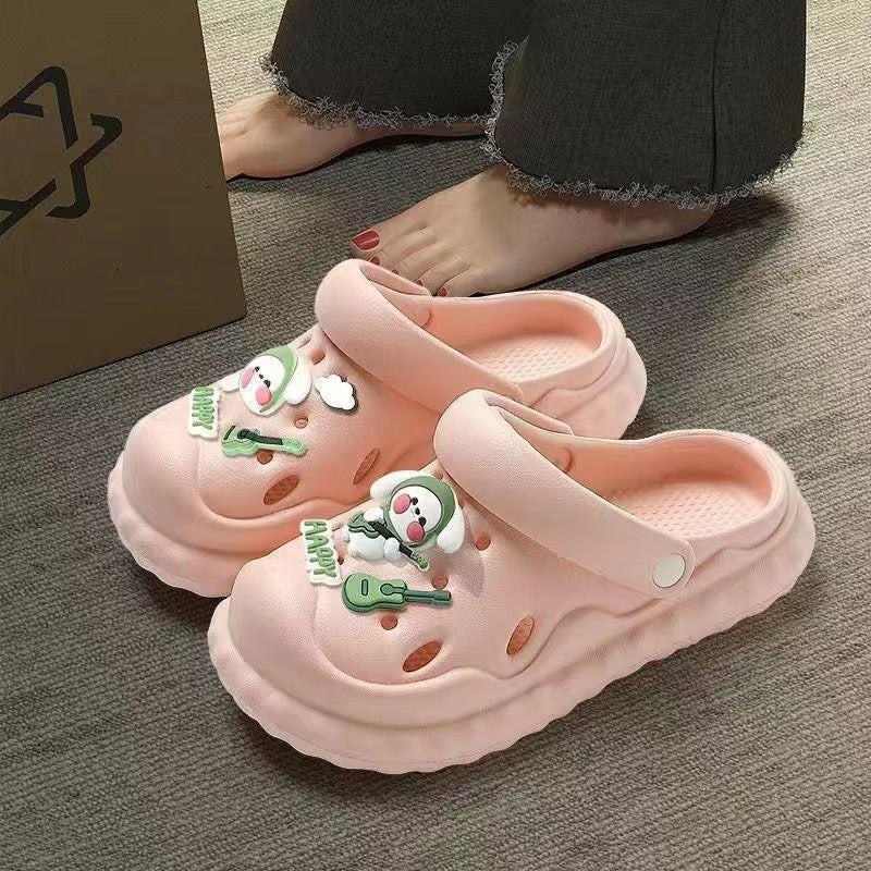 Crocs women's summeroutwear2023new arrivalthick solepopular beach stepping on shit toe-cap half-cool slippers summer
