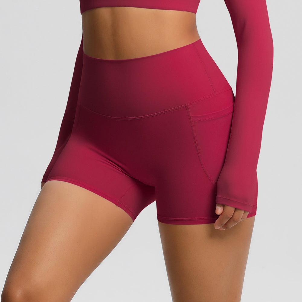 Naked feel high waist yoga shorts quick-drying breathable tight flap pocket pants outdoor cycling sports fitness pants processing personalized