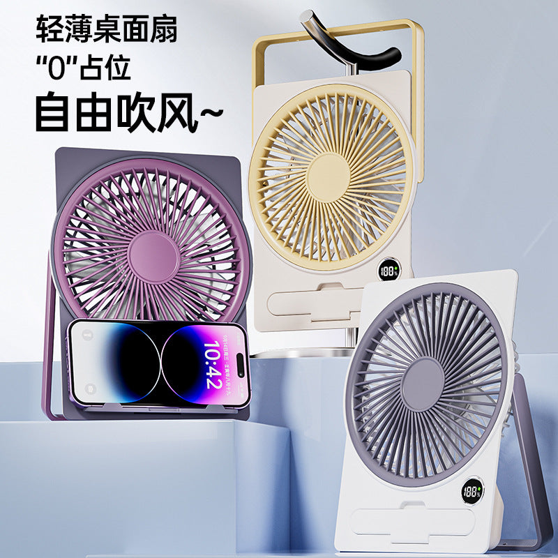 New arrival desktop fan usb handheld dormitory portable five-speed small outdoor silent digital display card small fan