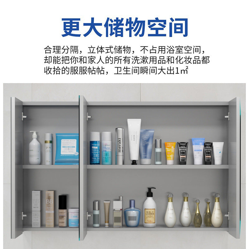 Stainless Steel Bathroom Mirror Cabinet Wall-mounted Toilet Mirror Box Toilet Bathroom Mirror with Shelf Dressing Storage