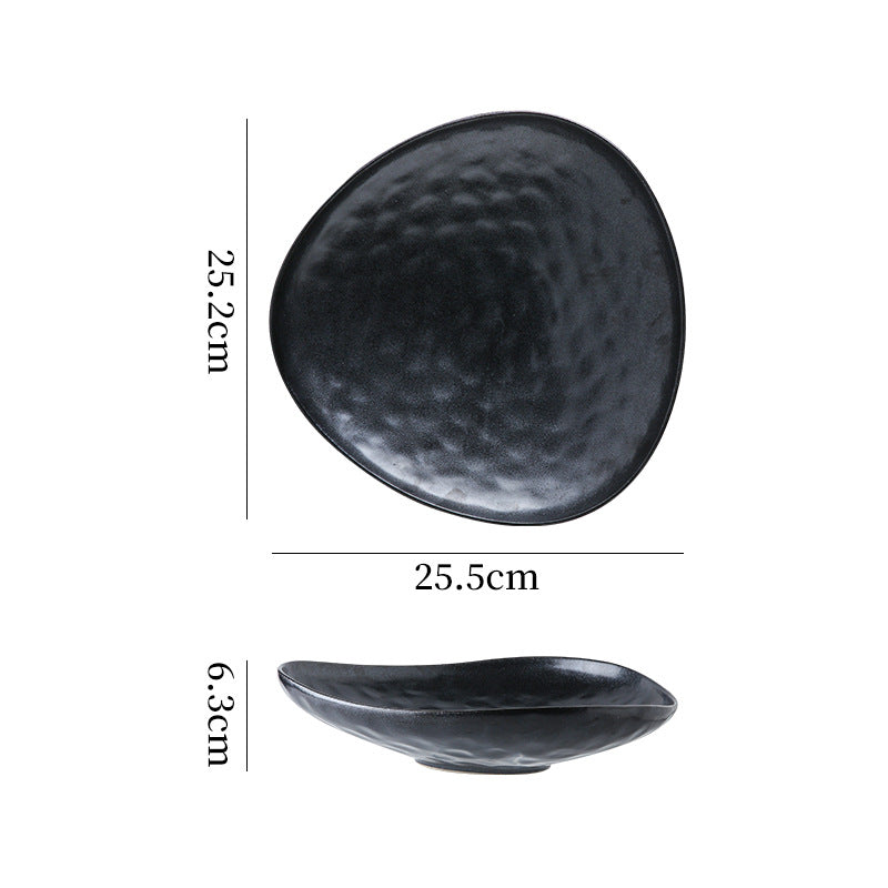Personalized ceramic retro stoneware ceramic tableware triangular dessert plate restaurant hotel business ceramic salad plate