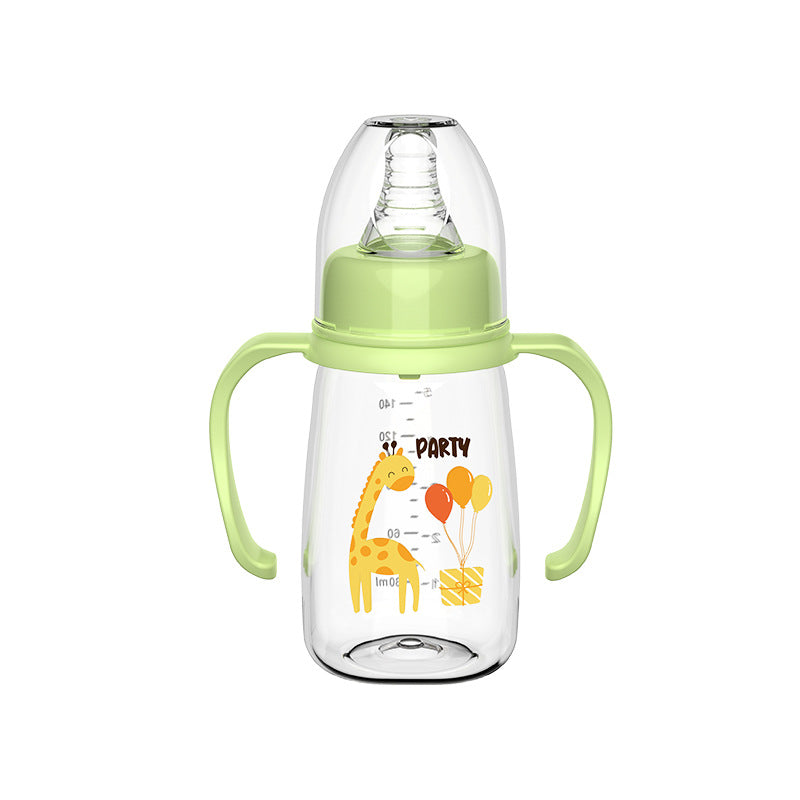 Handsome boy English boxed baby bottle pp anti-drop bottle with graduated bottle Children's weaning artifact